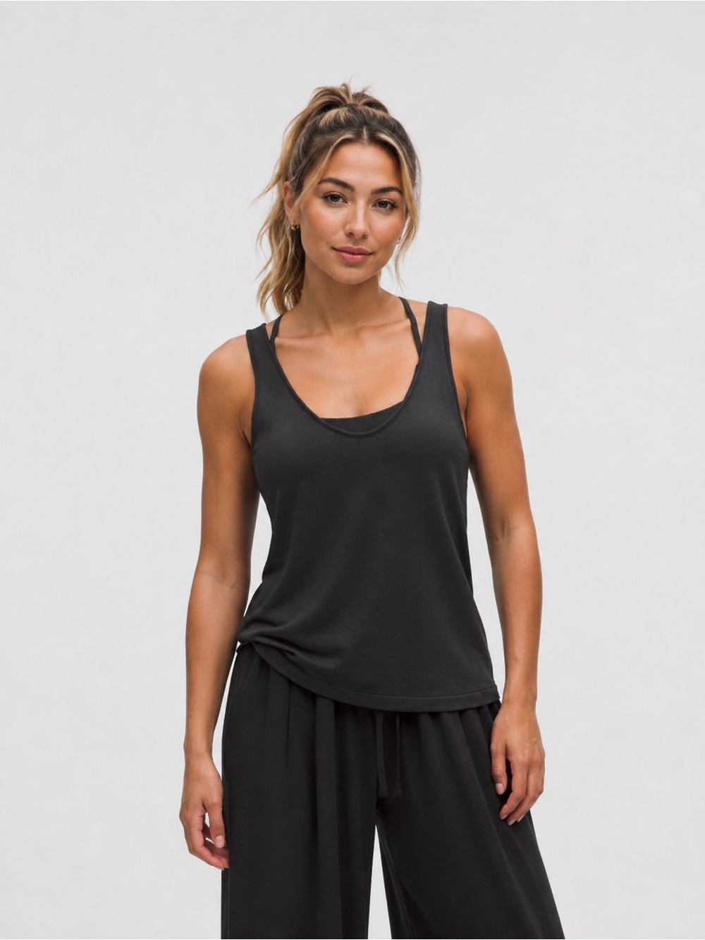 Lululemon NWT BeCalm V-Neck Tank Black Size Small Soft Modal French Terry